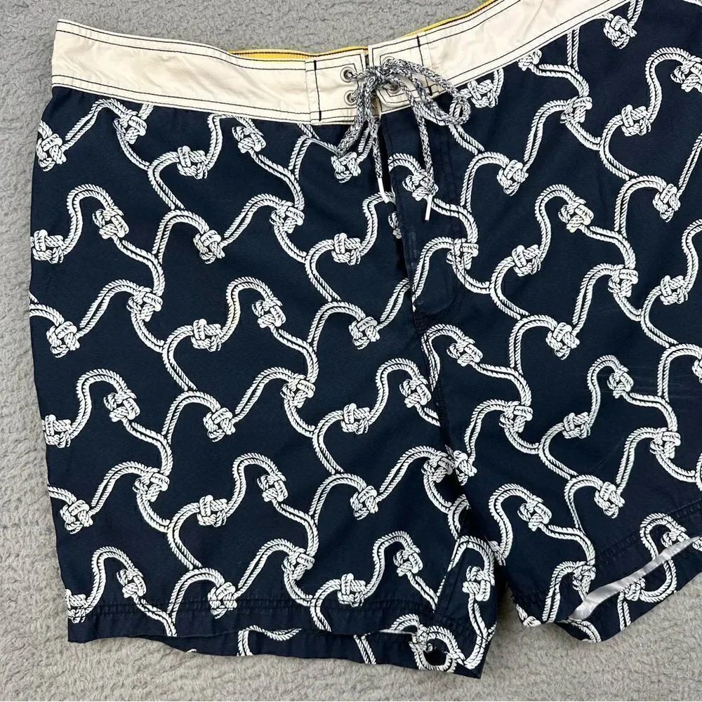 Nautica Swim Trunks Mens 40 Blue White Nautical‎ Rope Mesh Lined Shorts
